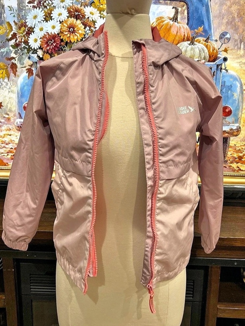 Eddie Bauer Packable Wind Jacket Kids Hooded Rain Jacket Pink Girls Small Like S